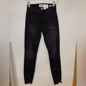 Frame Denim Distressed Hem Ankle Jeans